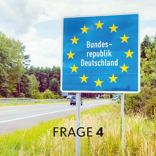 Straßenschild "Bundesrepublik Deutschland"; Text im Bild: Frage 4