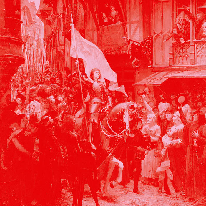 Jeanne d'Arc zieht in Orleans ein, Gemälde von Jean-Jacques Scherrer, Rätselauflösung