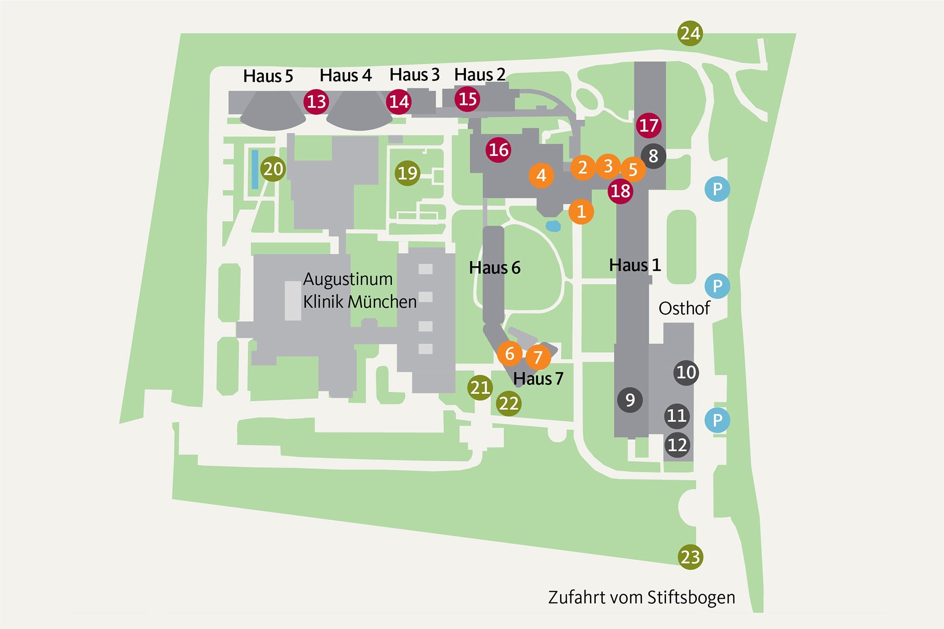 Der Lageplan des Augustinum München-Neufriedenheim 