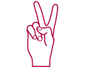 Piktogramm einer Hand, die zwei Finger zeigt