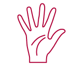 Piktogramm einer Hand, die eine fünf zeigt