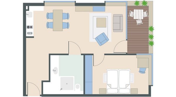 2-Zimmer-Wohnung mit 64 Quadratmetern