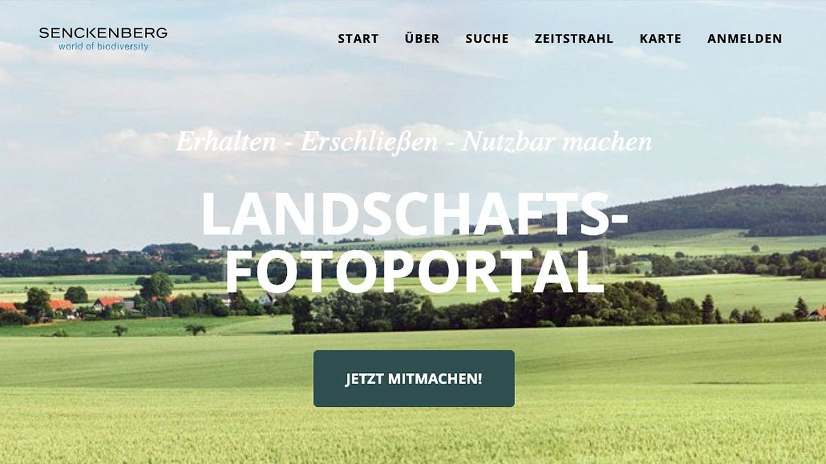 Screenshot der Seite des Landschafts-Fotoportals