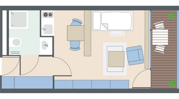 1-Zimmer-Wohnung mit 28 Quadratmetern