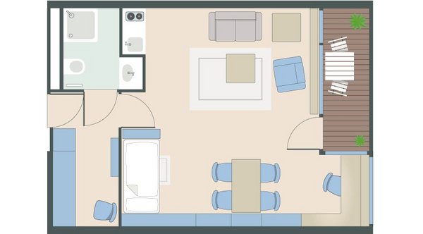 1,5-Zimmer-Wohnung mit 44 Quadratmetern