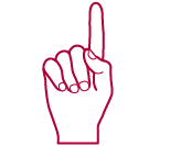 Piktogramm einer Hand mit einem gehobenem Finger