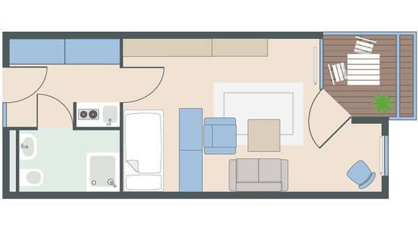 1-Zimmer-Wohnung mit 33 Quadratmetern