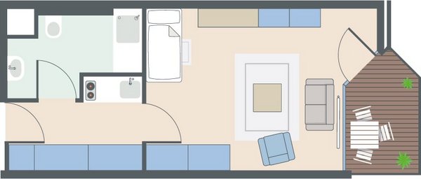 1-Zimmer-Wohnung mit 32 Quadratmetern
