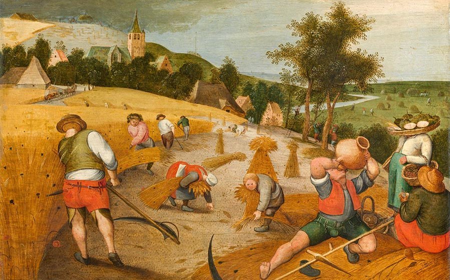 Gemälde einer mittelalterlichen Ernte-Szene
