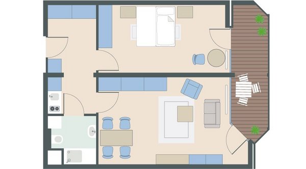 2-Zimmer-Wohnung mit 57 Quadratmetern