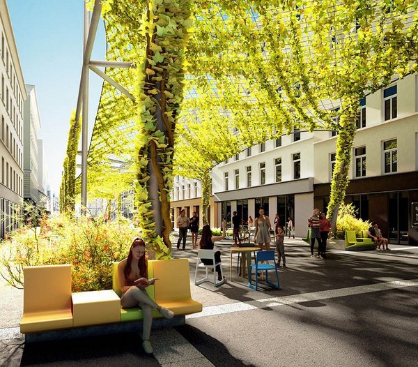Animation eines Pflanzengerüsts im urbanen Umfeld